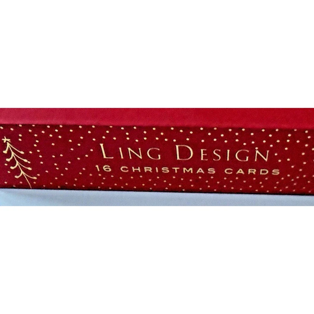 Ling Design Luxury Christmas Cards Dacshsund Santa Hat Dog Holly Ivy Set of 16